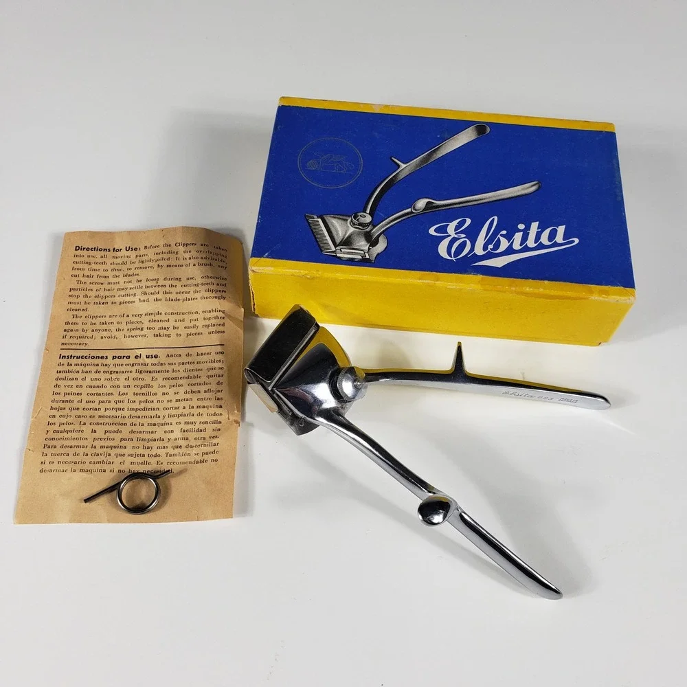 Vintage Elsita 623 Manual Hair Clippers Made in Germany Chrome Original Box EUC‎